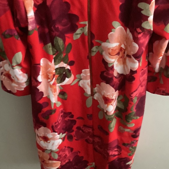 Red Floral Sheath Dress - Picture 2 of 6